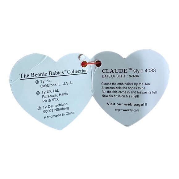 Ty Beanie Baby Claude The Crab Plush Toy Multicolor Retired Collectible 1996 - Picture 8 of 10